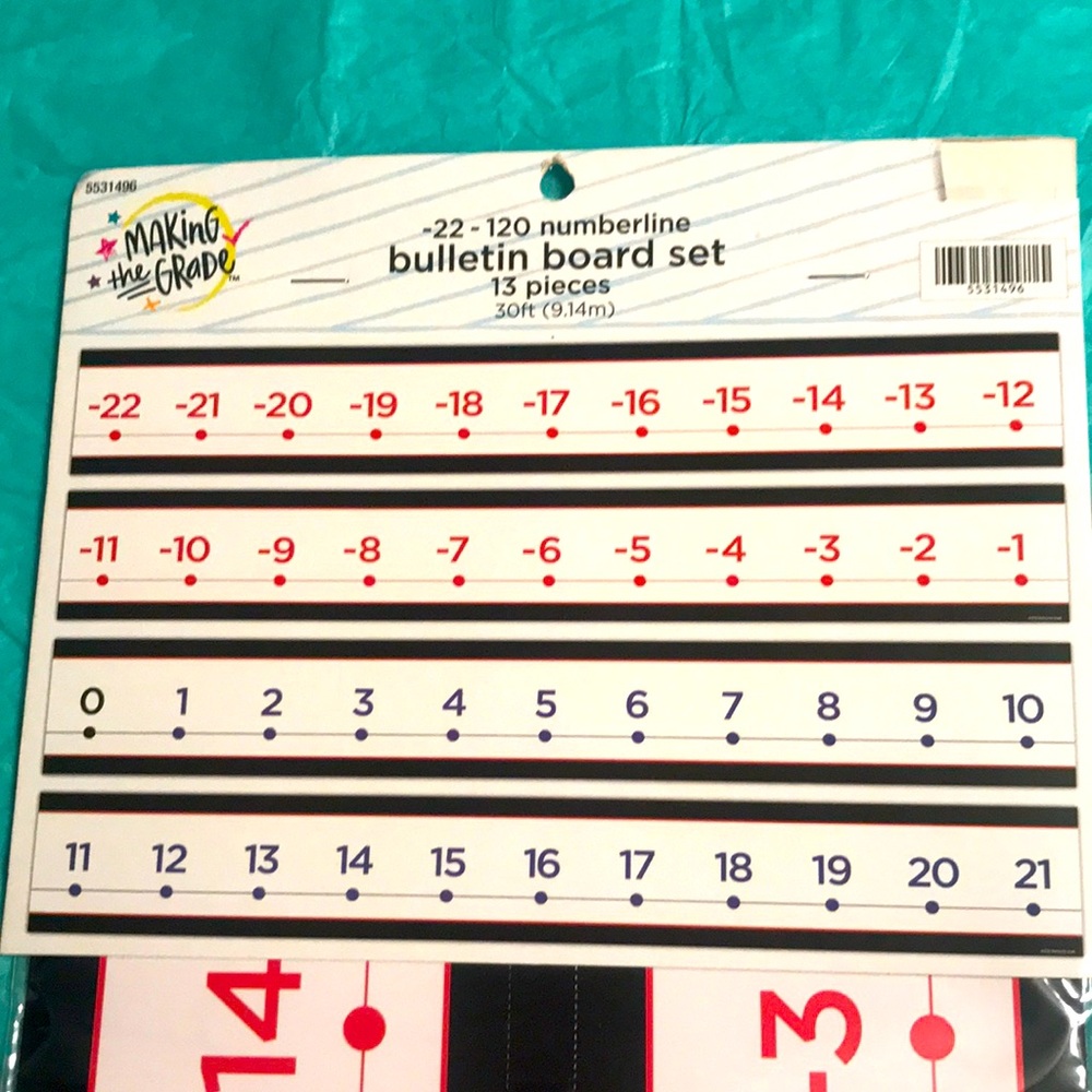 New Making the Grade -22 to 120 Number-line Bulletin Board Set 13 Pieces